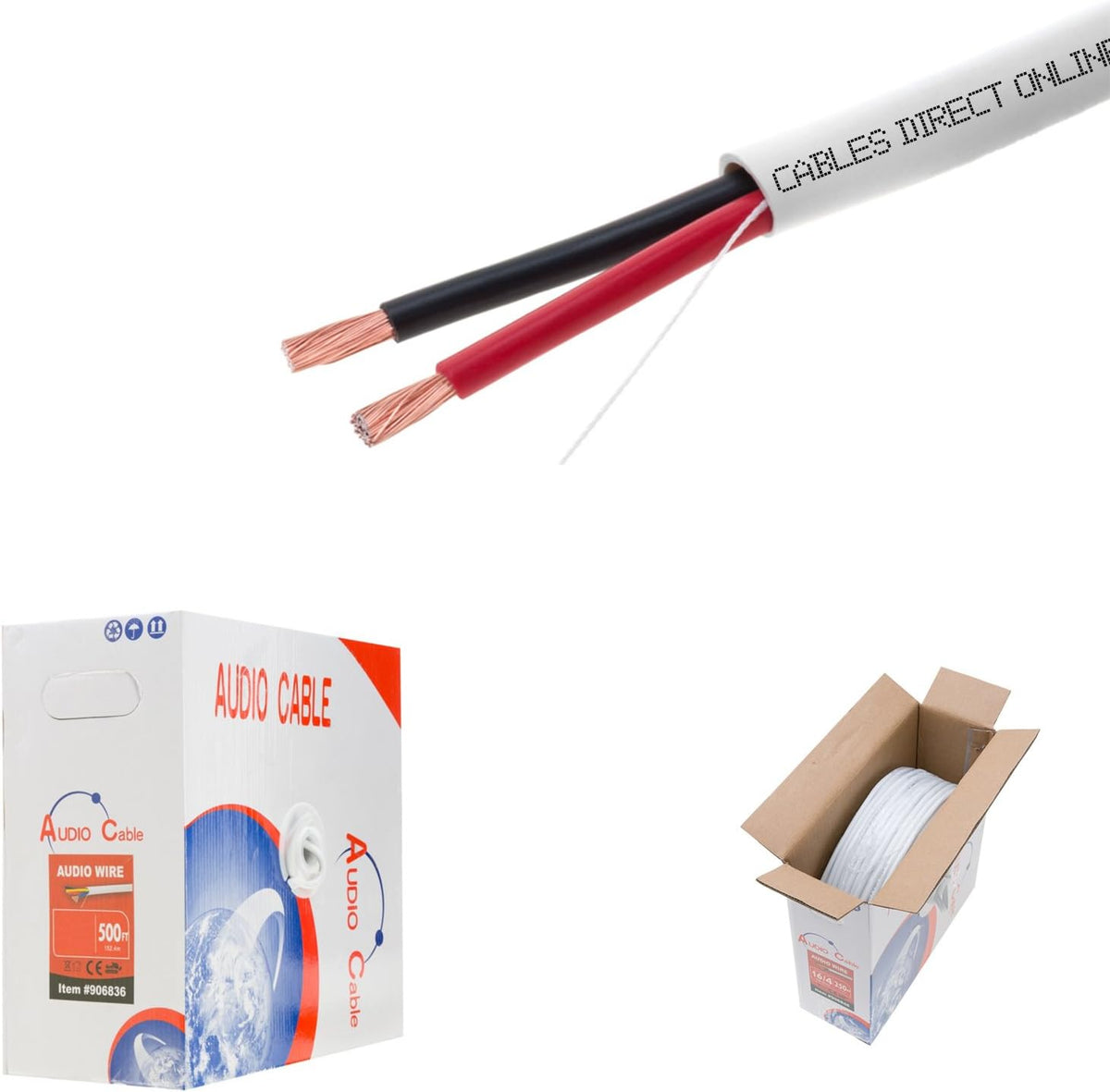 250ft 12AWG 2 Conductors CL2 Rated Loud Speaker Cable Wire N749847