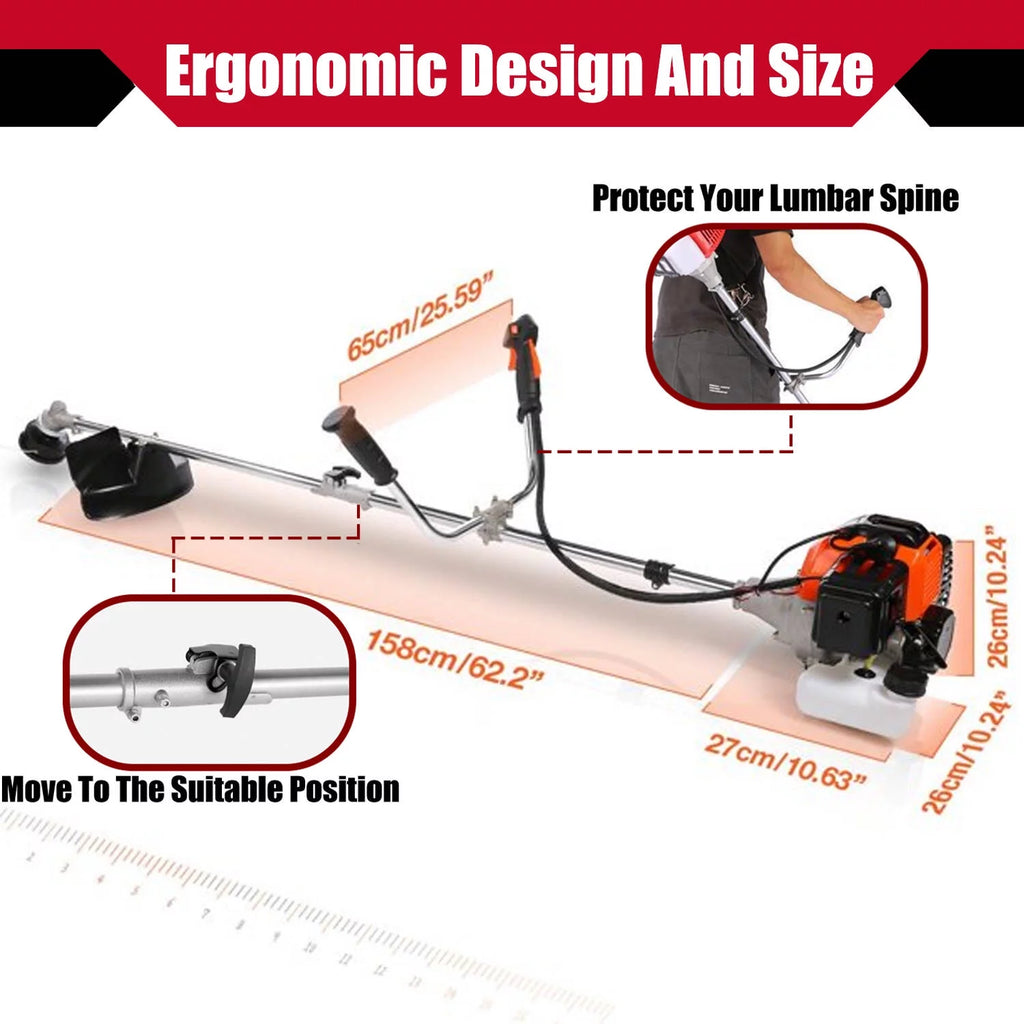 58cc Gas Powered 4-in-1 String Trimmer with 4 Detachable Head K498