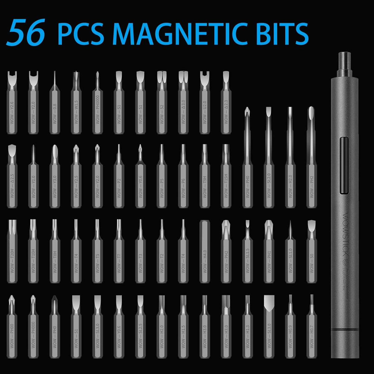 Mini Electric Screwdriver 69 In 1 with 56 Magnetic Precision Bits & LED Light T14241
