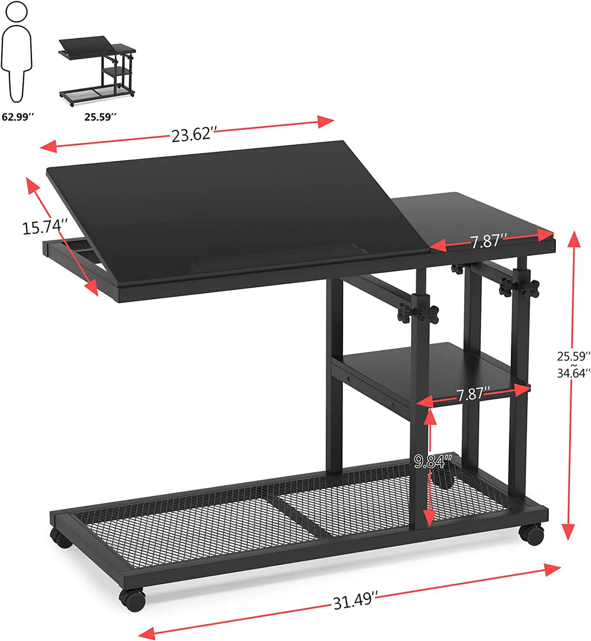 Height Adjustable C Table Brown I2700