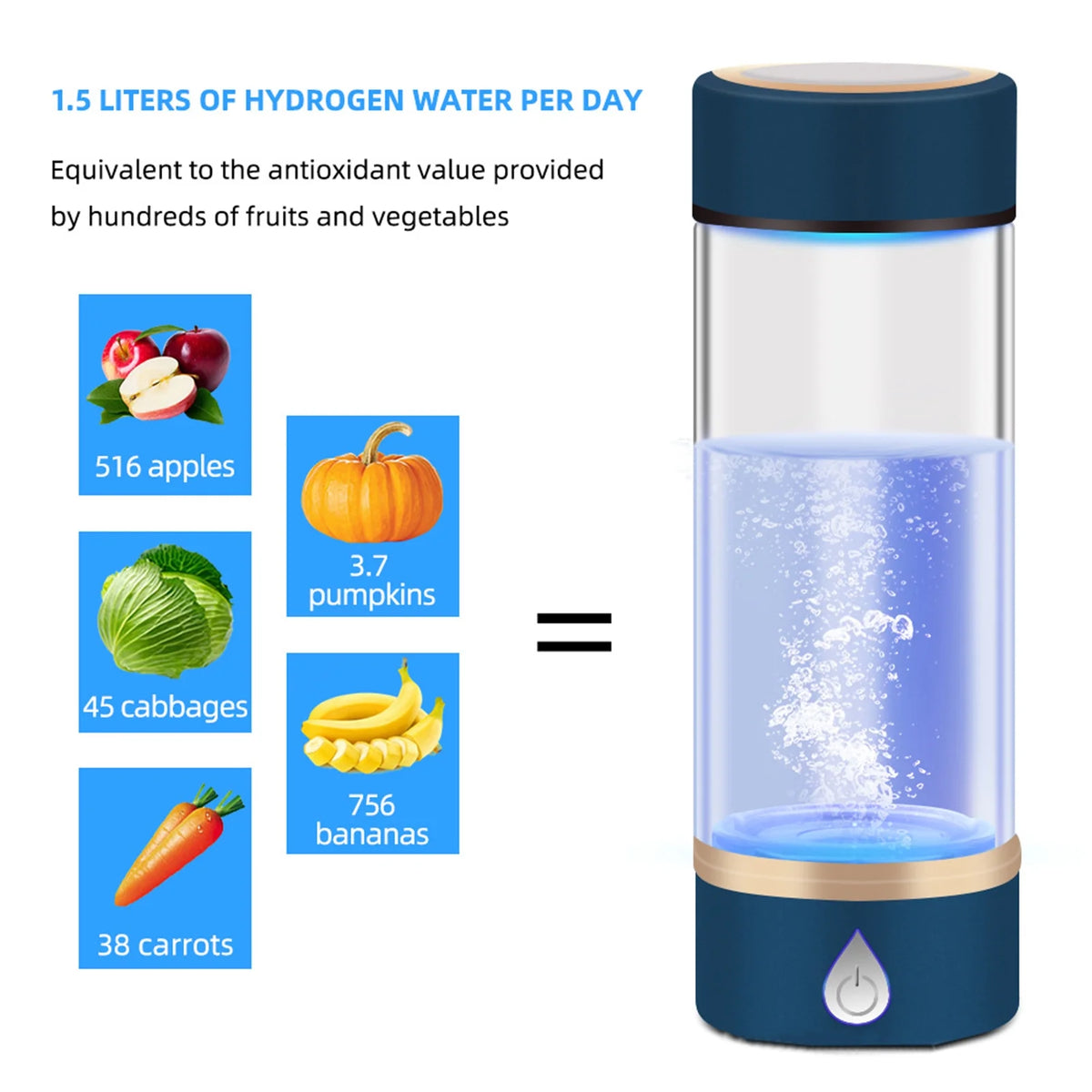 420ml Rechargeable Hydrogen Water Bottle Glass Cup R755