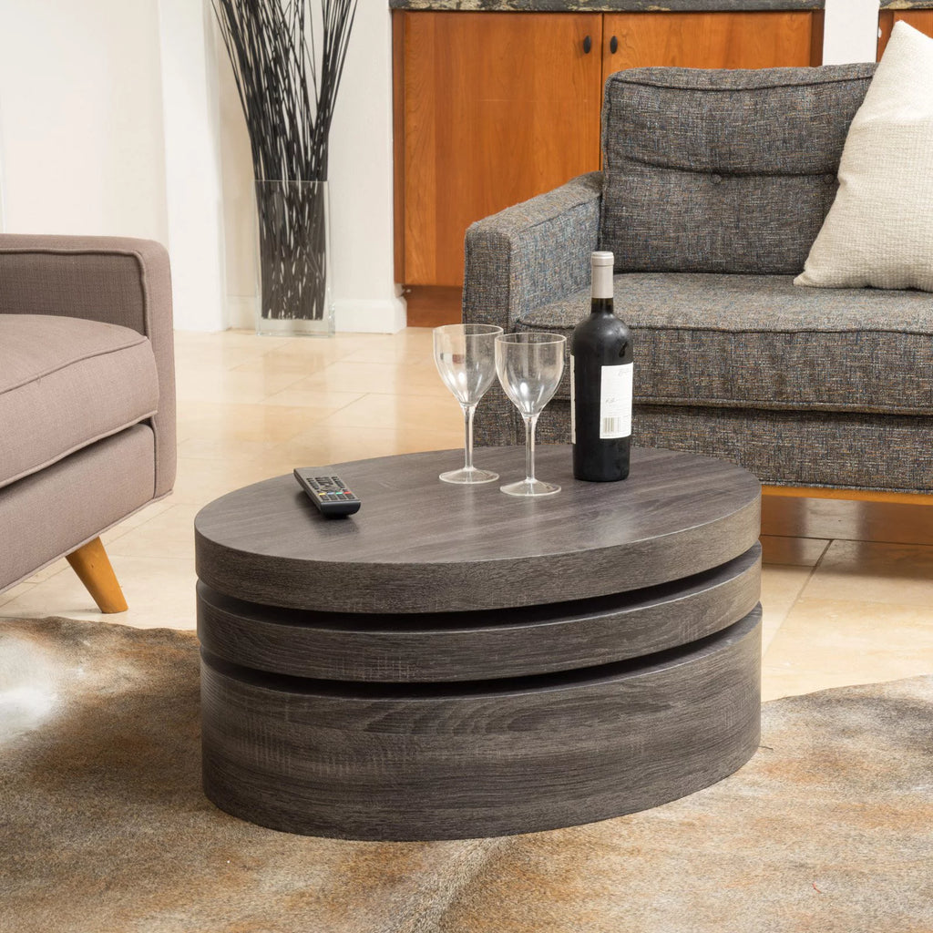 Oval Rotating Wood Coffee Table C88580