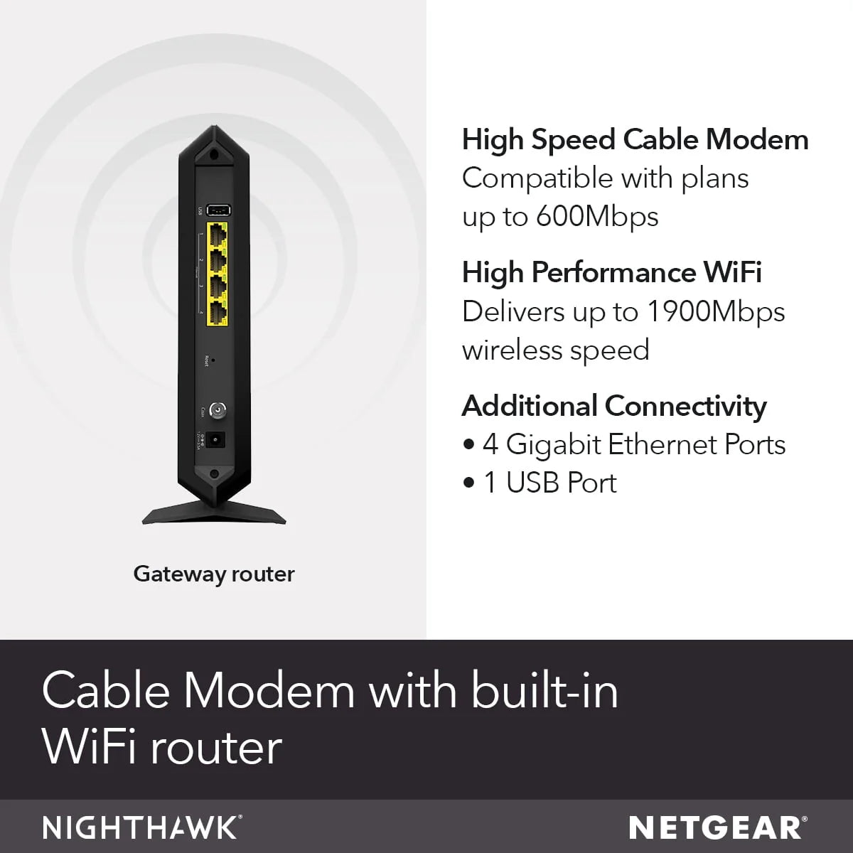AC1900 DOCSIS 3.0 Cable Modem + WiFi Router J89585