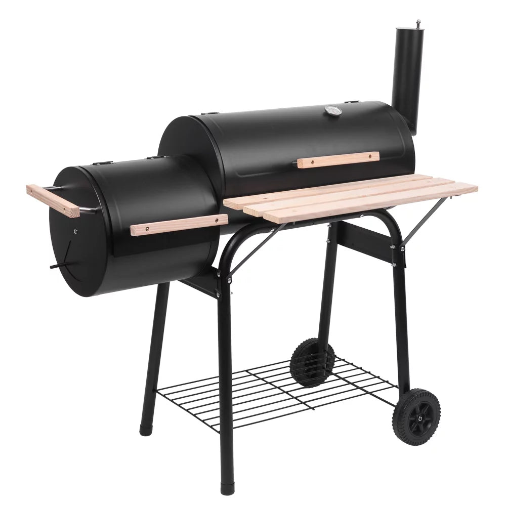 Charcoal BBQ Grill with Wheels and Storage Holder, 28 Inch Y3148