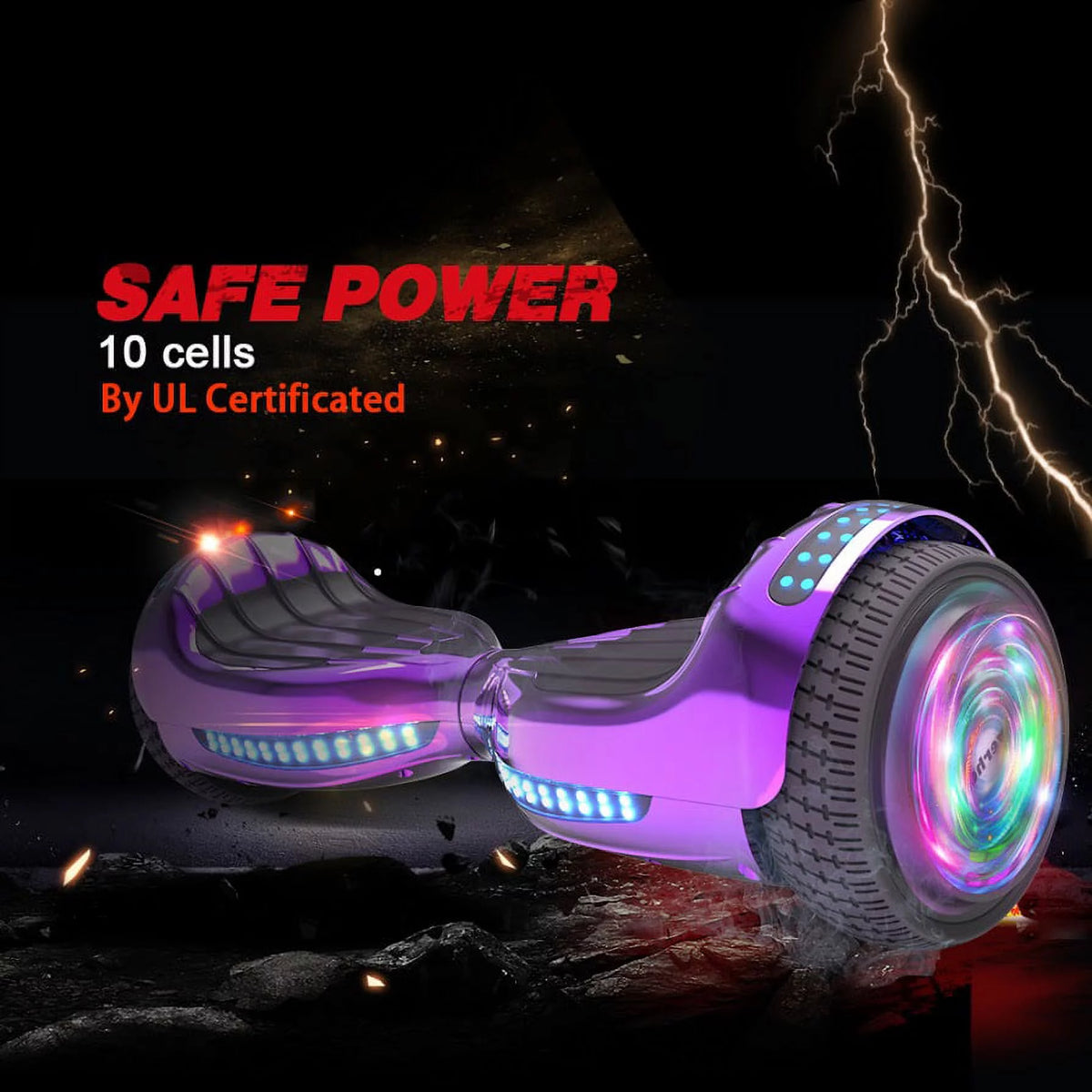 Chrome Purple Self Balancing Hoverboard with LED Light X86855