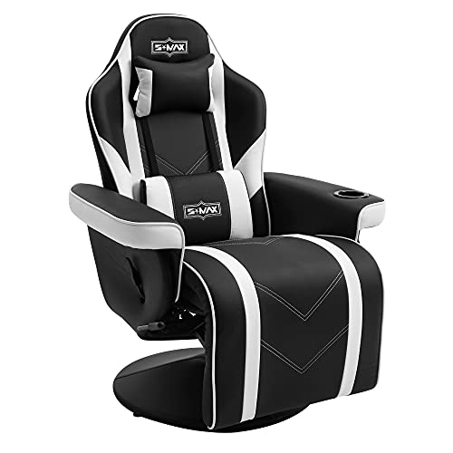 Black White X Large PU Leather Gaming Recliner Chair V358