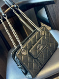 Quilted Calfskin Zip Shoulder Bag Black Z321393