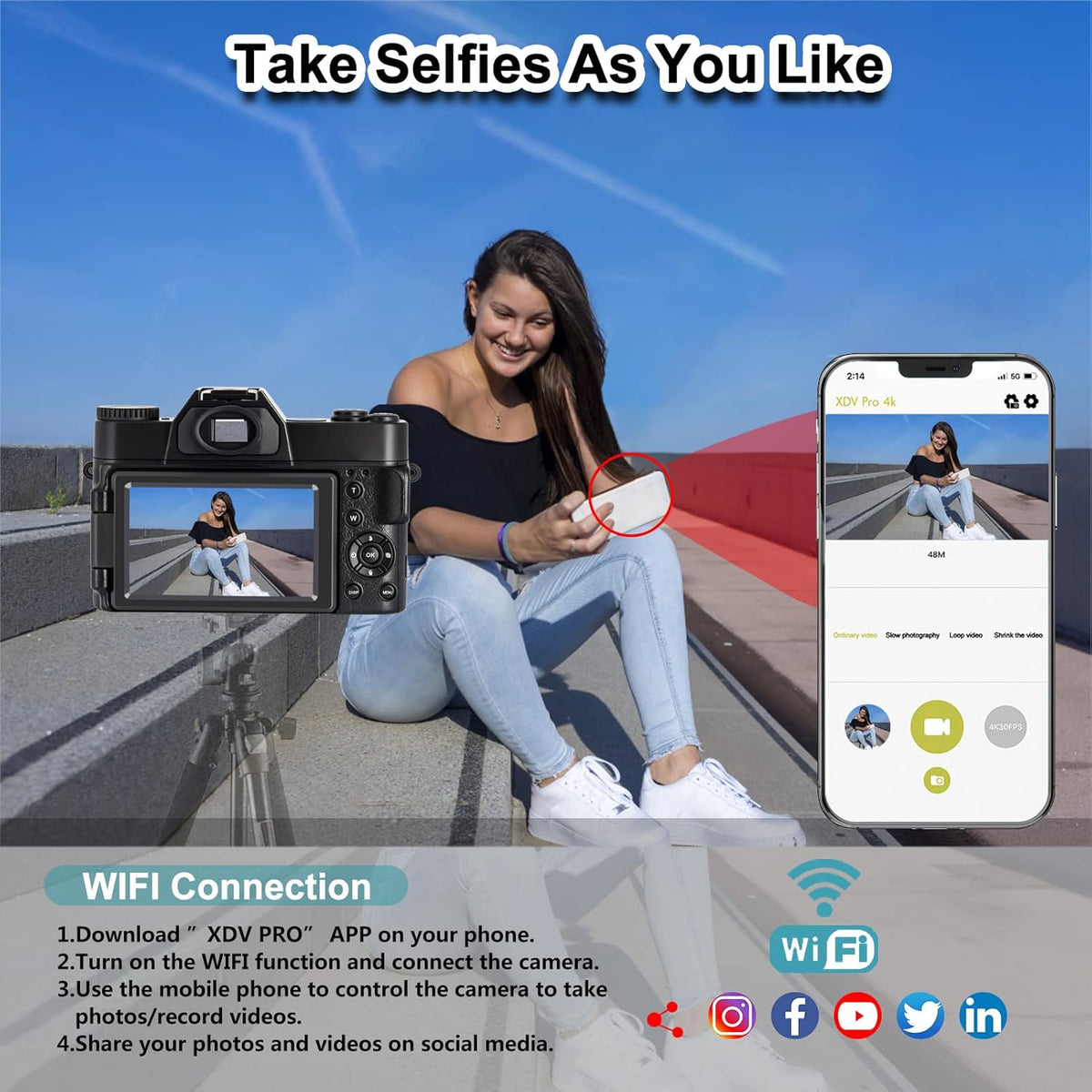 48MP 4K Digital Camera with WiFi and 3.0 Inch Flip Screen L561645