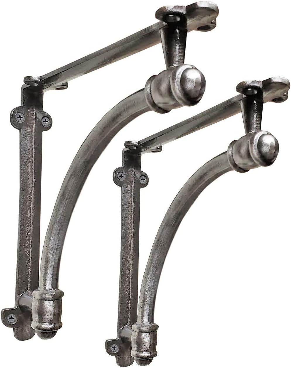 2 Pack Heavy Duty Rustic Black Iron Half Round Wall Shelf Bracket M201997