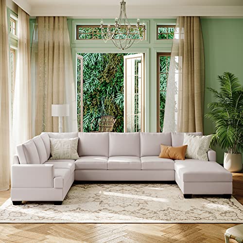 Beige U-Shape Sectional Sofa T113925