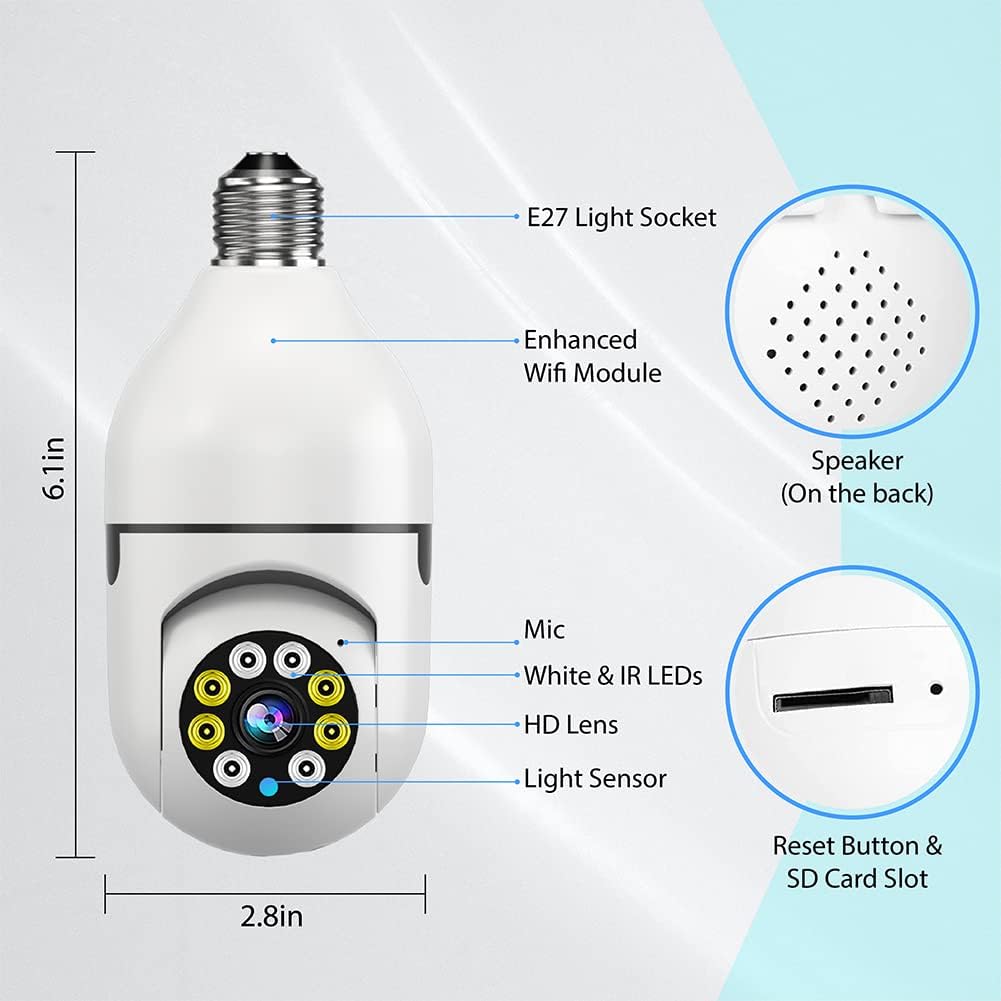 E27 1080P PTZ Smart Security Light Bulb Camera with 2.4GHz 5G WiFi Z621841