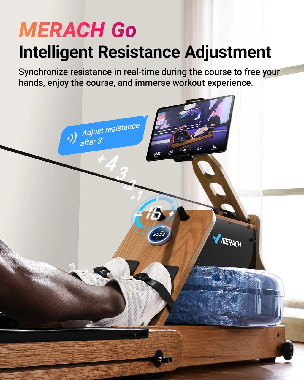 Foldable Solid Wood Rowing Machine D986418