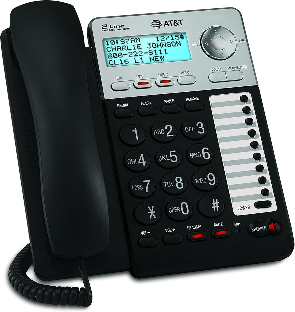 2-Line Corded Telephone with Digital Answering System and Caller ID/Call Waiting, Black/Silver Q589646