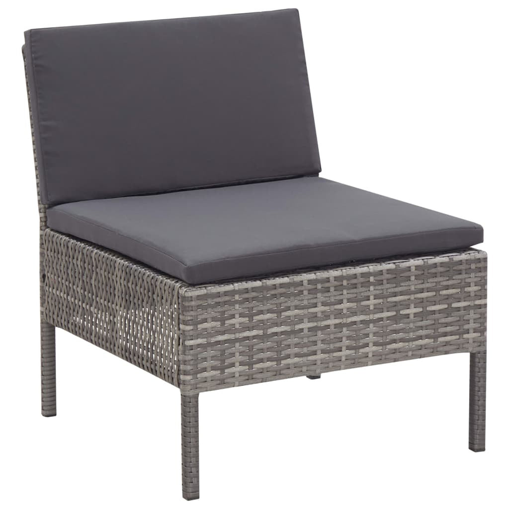3 Piece Outdoor Sectional Sofa Set with Cushions Poly Rattan Steel Frame A701