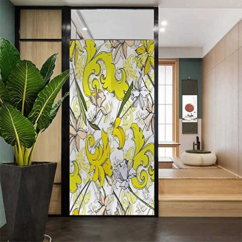 Floral Yellow Window Privacy Film, 17.7 inch by 23.6 inch Y89300