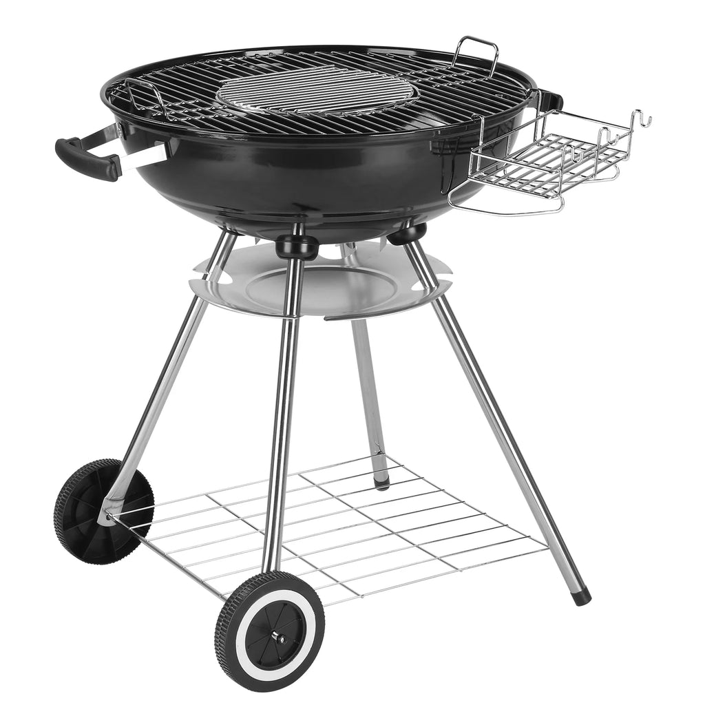 Charcoal BBQ Grill with Wheels and Storage Holder, 28 Inch Y3148