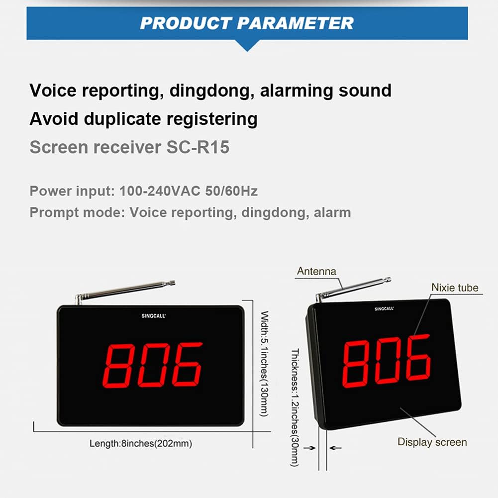 Wireless Calling System with 1 Display 10 Bells Z465