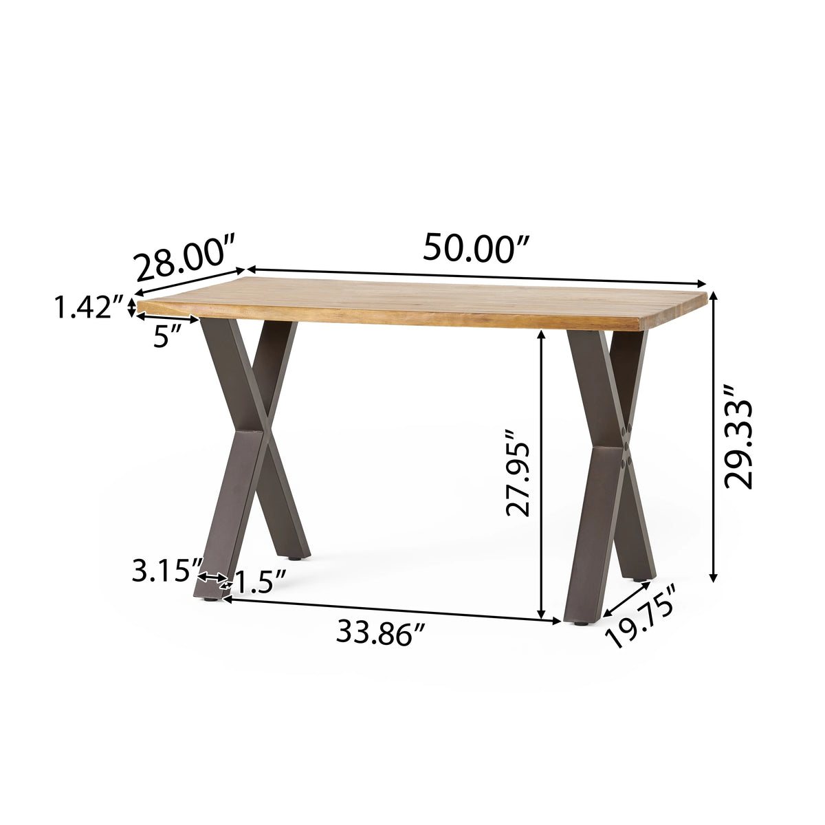 Acacia Desk with Iron Legs X294468