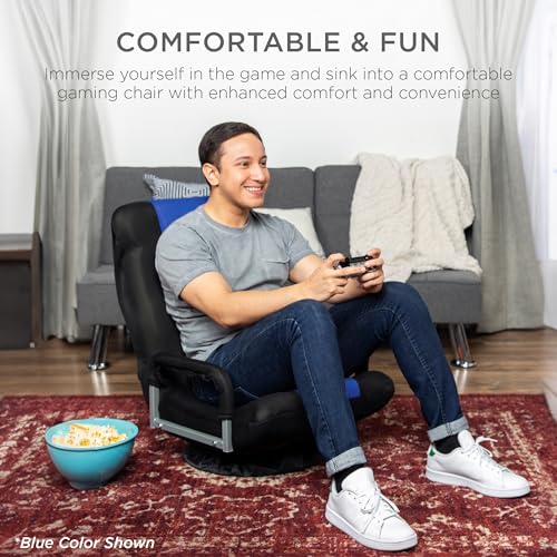 Swivel Gaming Chair 360 Degree Foldable Black/Blue K234
