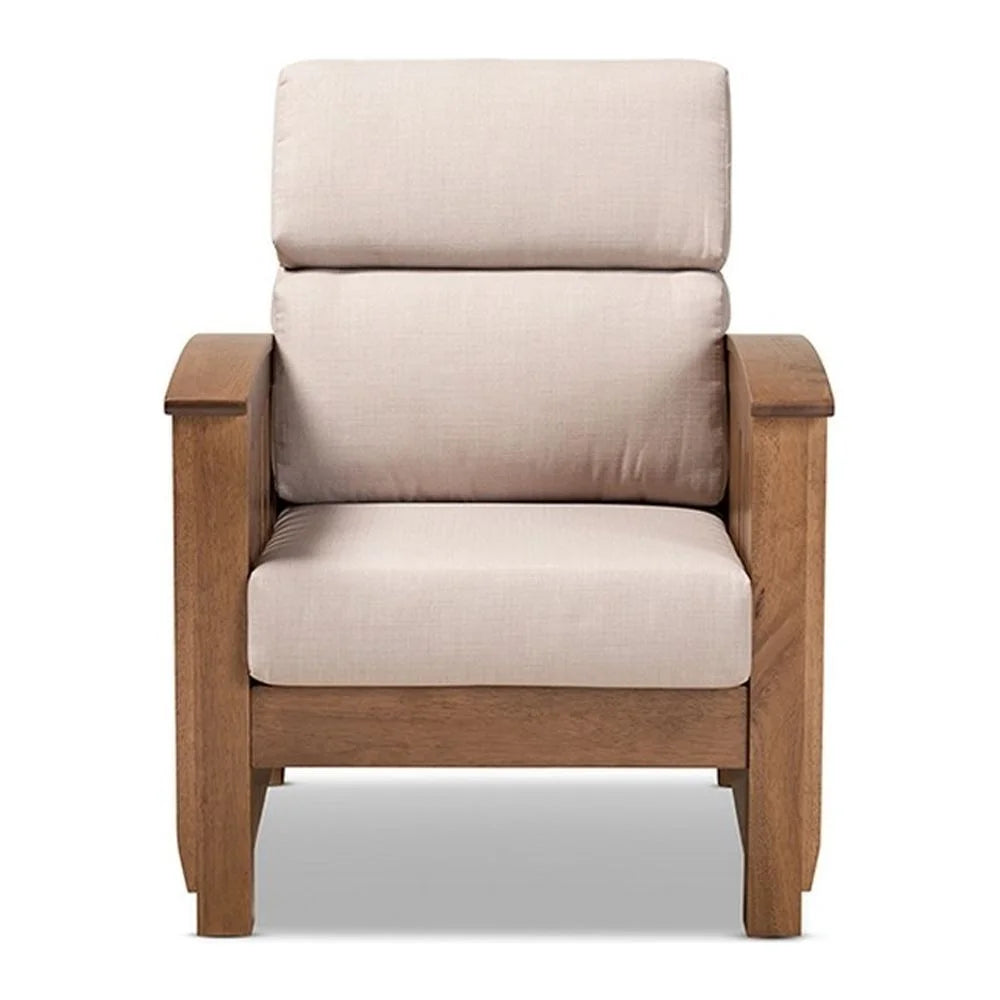 Taupe Fabric Upholstered Wood 1-Seater Lounge Chair H496636