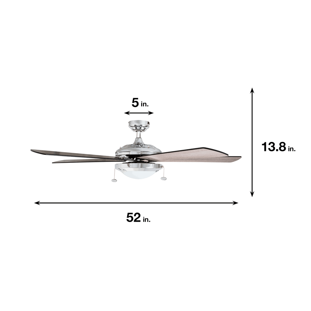 Chrome Contemporary Rustic Ceiling Fan, 52 LED J61086