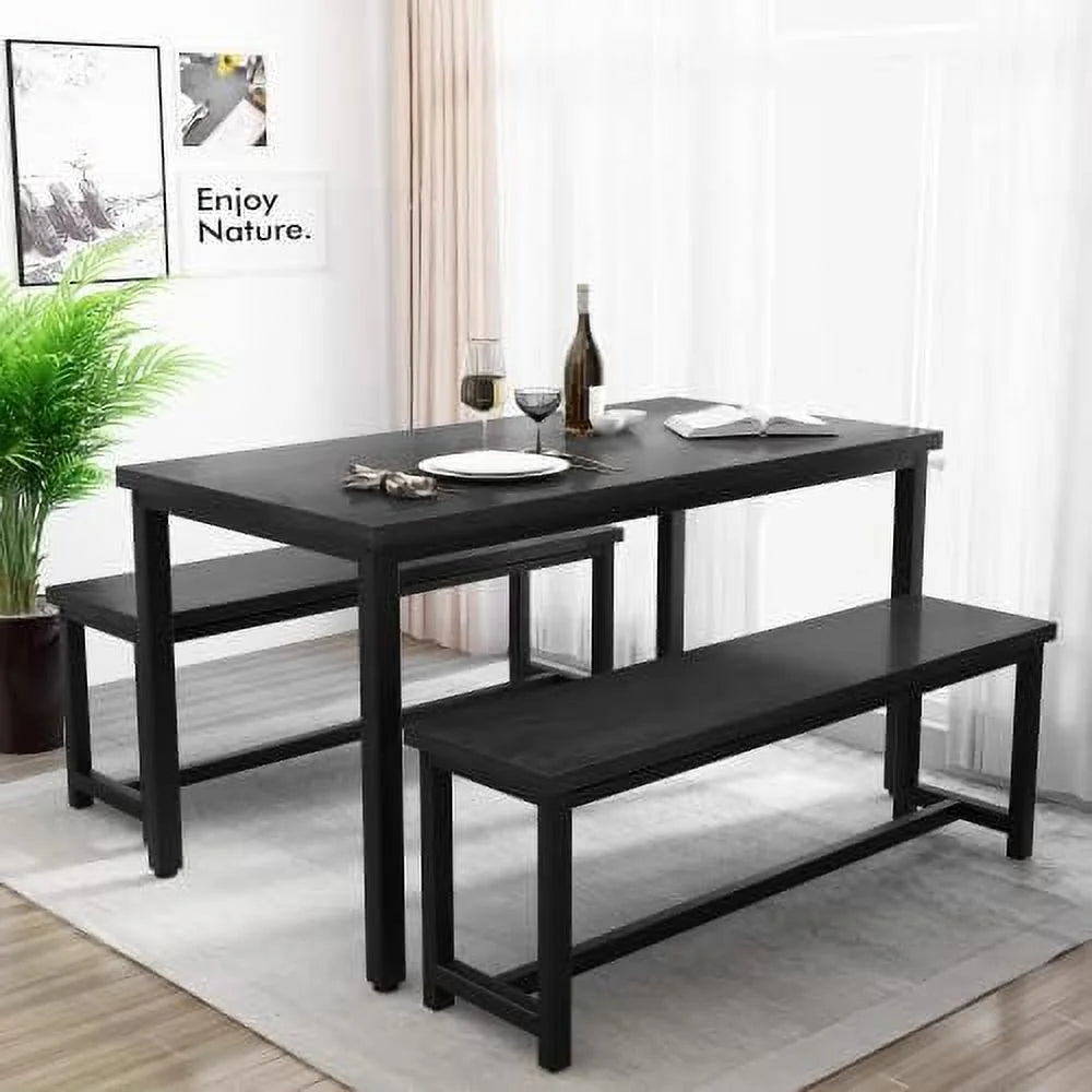 3 Piece Dining Table Set with 2 Benches G996