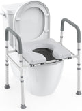 Raised Toilet Seat with Handles, Heavy Duty 400lb Adjustable Toilet Seat with Safety Frame F156