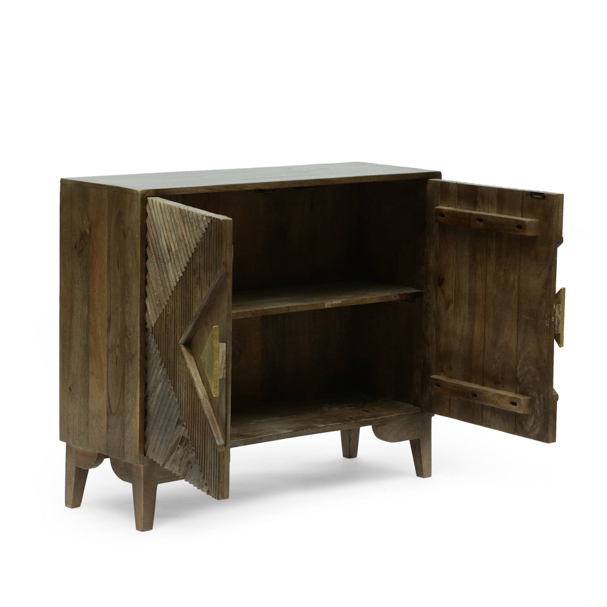 Light Gray 2 Door Mango Wood Cabinet N429887