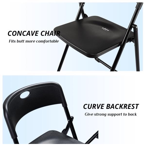 Black 4 Pack Plastic Stackable Folding Chair Y43022