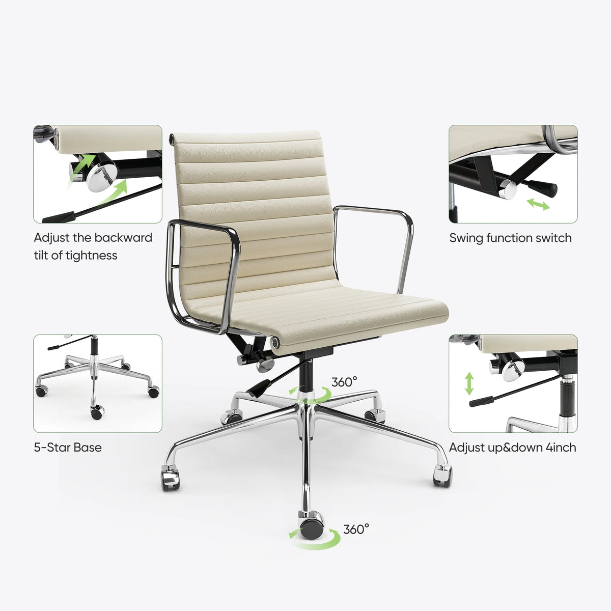 White Ergonomic Leather Office Chair K243