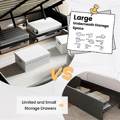 Queen Size White Velvet Upholstered Platform Bed with Storage J504447