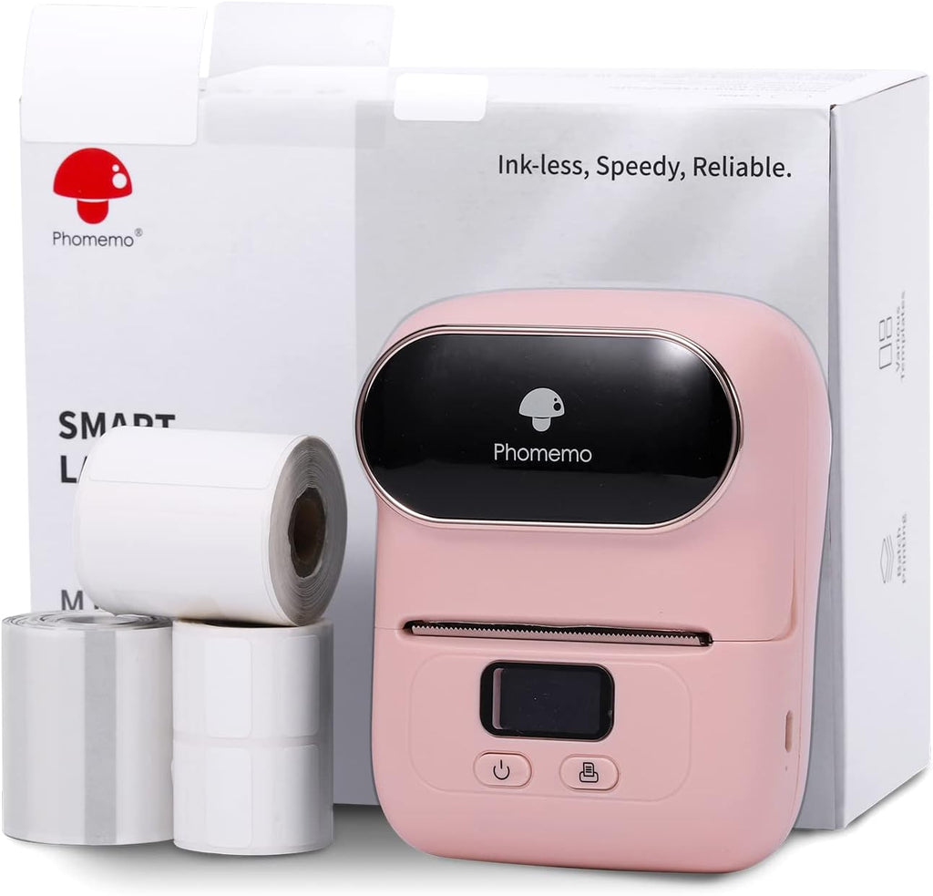 Pink Bluetooth Label Maker with 3 Rolls Labels S50231