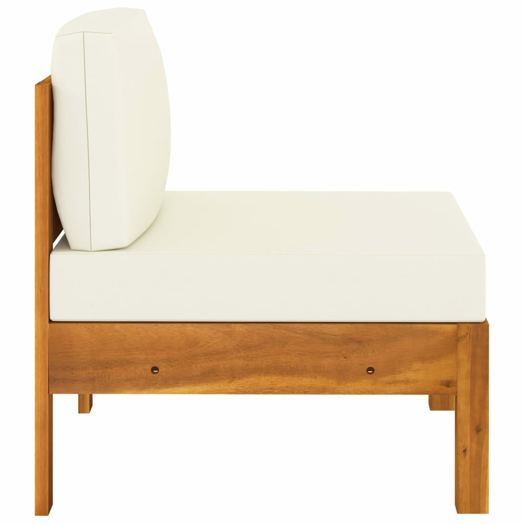 Solid Acacia Wood Sofa with White Cushions X8364