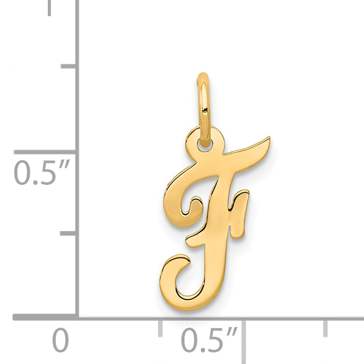 14K Yellow Gold Script Letter F Initial Pendant Charm With 10K Yellow Gold Rope Chain Necklace 20'' L123797