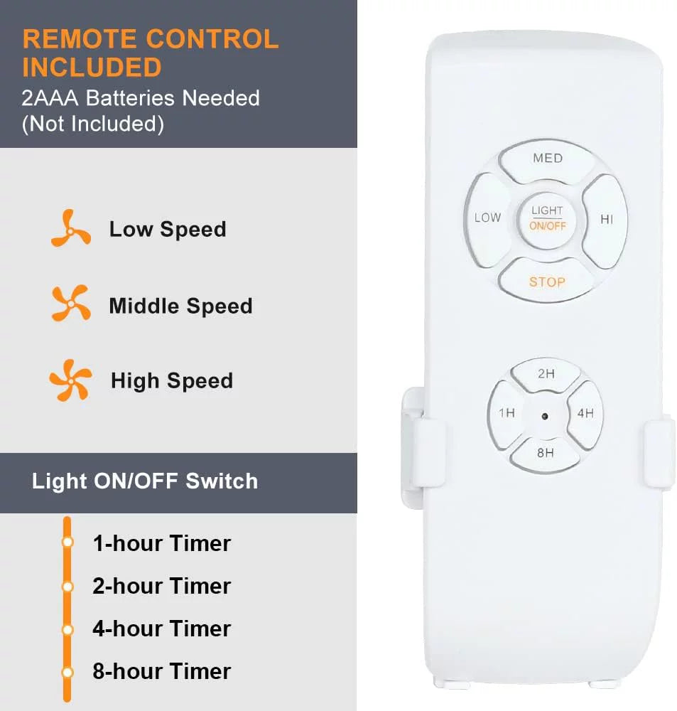 42" Invisible Ceiling Fan with Light and Remote O7582