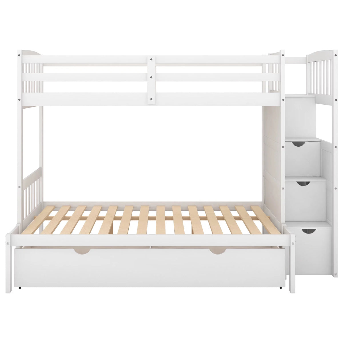 White Twin over Twin Bunk Bed with Drawer and Cabinet S698638