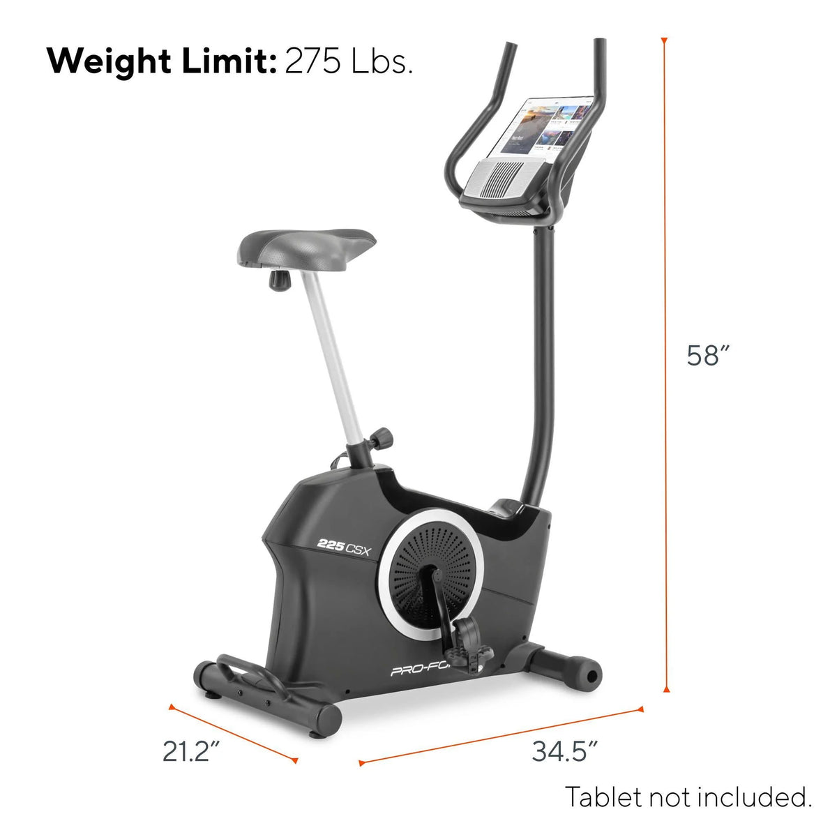 Recumbent Exercise Bike with Display and Tablet Holder F5524