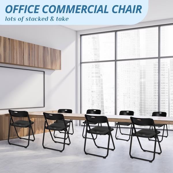 Black 4 Pack Plastic Stackable Folding Chair Y43022