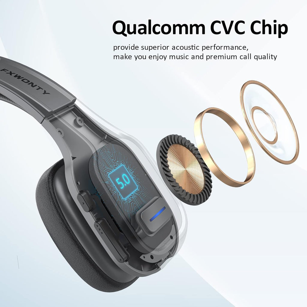 Bluetooth Headset with Microphone Noise Canceling, On-Ear Bluetooth 5.0 Multipoint Headphones, Pack of 2 T17887