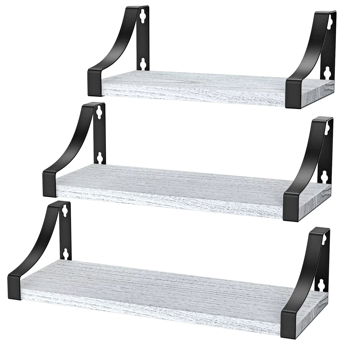 Set of 3 Wall Mounted Wood Rustic Floating Shelves Q164