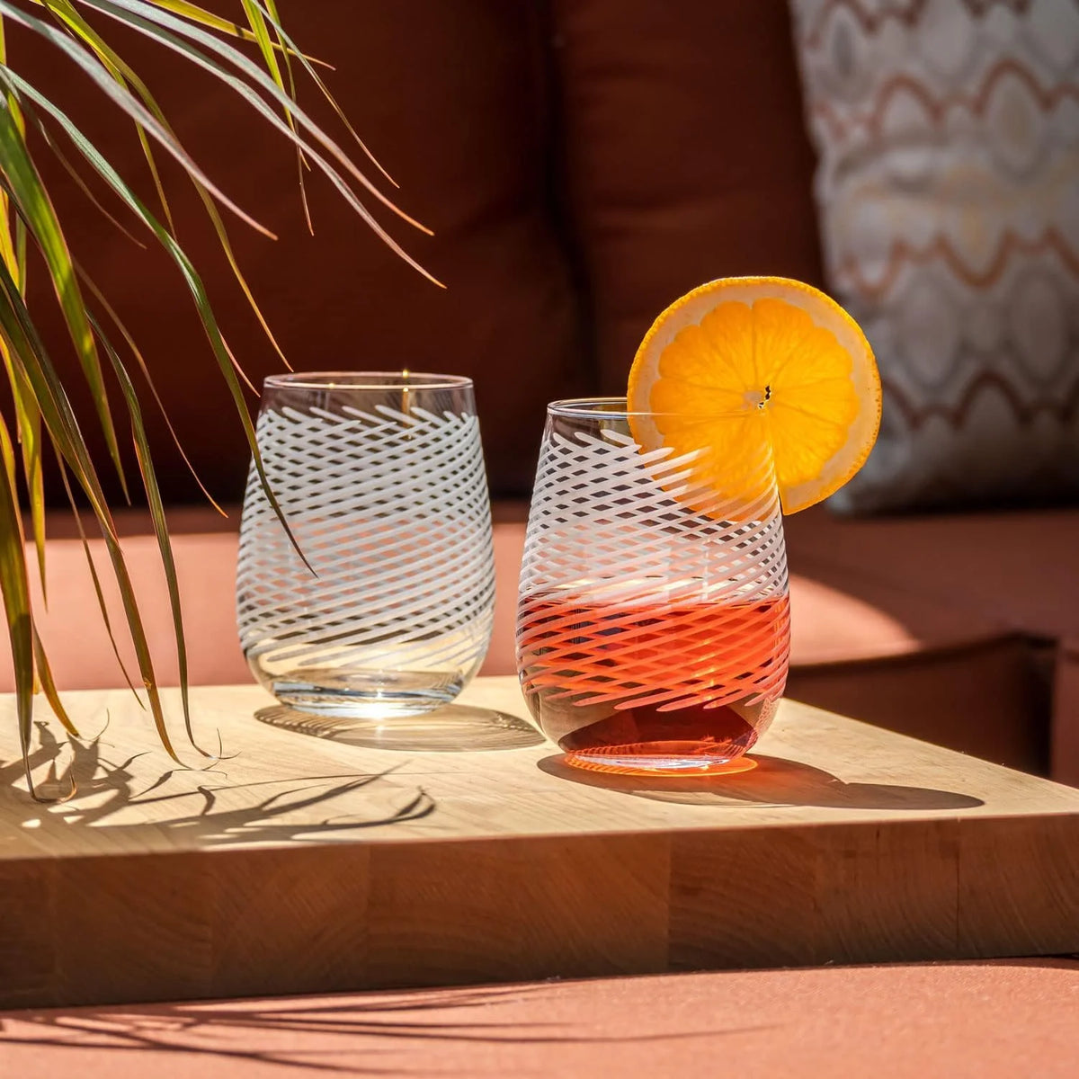 Stemless Wine Glasses Set Of 4 Lead-Free Glass R284