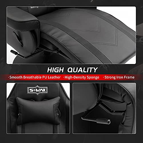 Black White X Large PU Leather Gaming Recliner Chair V358