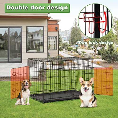 24-48 Inch Folding Wire Dog Crate with Double-Door A363361