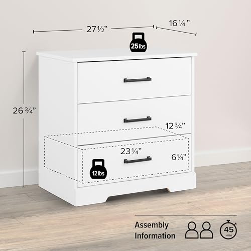 Black 3 Drawer Tall Nightstand G157322