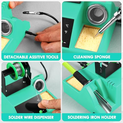 100W Digital Display Soldering Iron Station Kit with 2 Helping Hands W18294