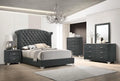 4-piece Queen Tufted Upholstered Bedroom Set Grey Y707