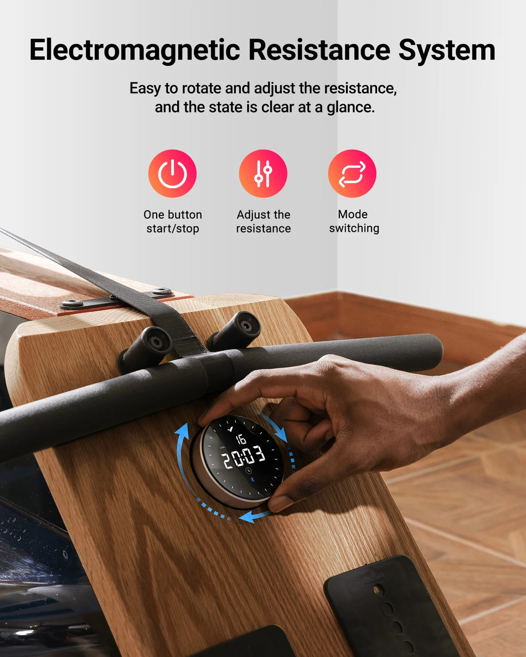 Foldable Solid Wood Rowing Machine D986418