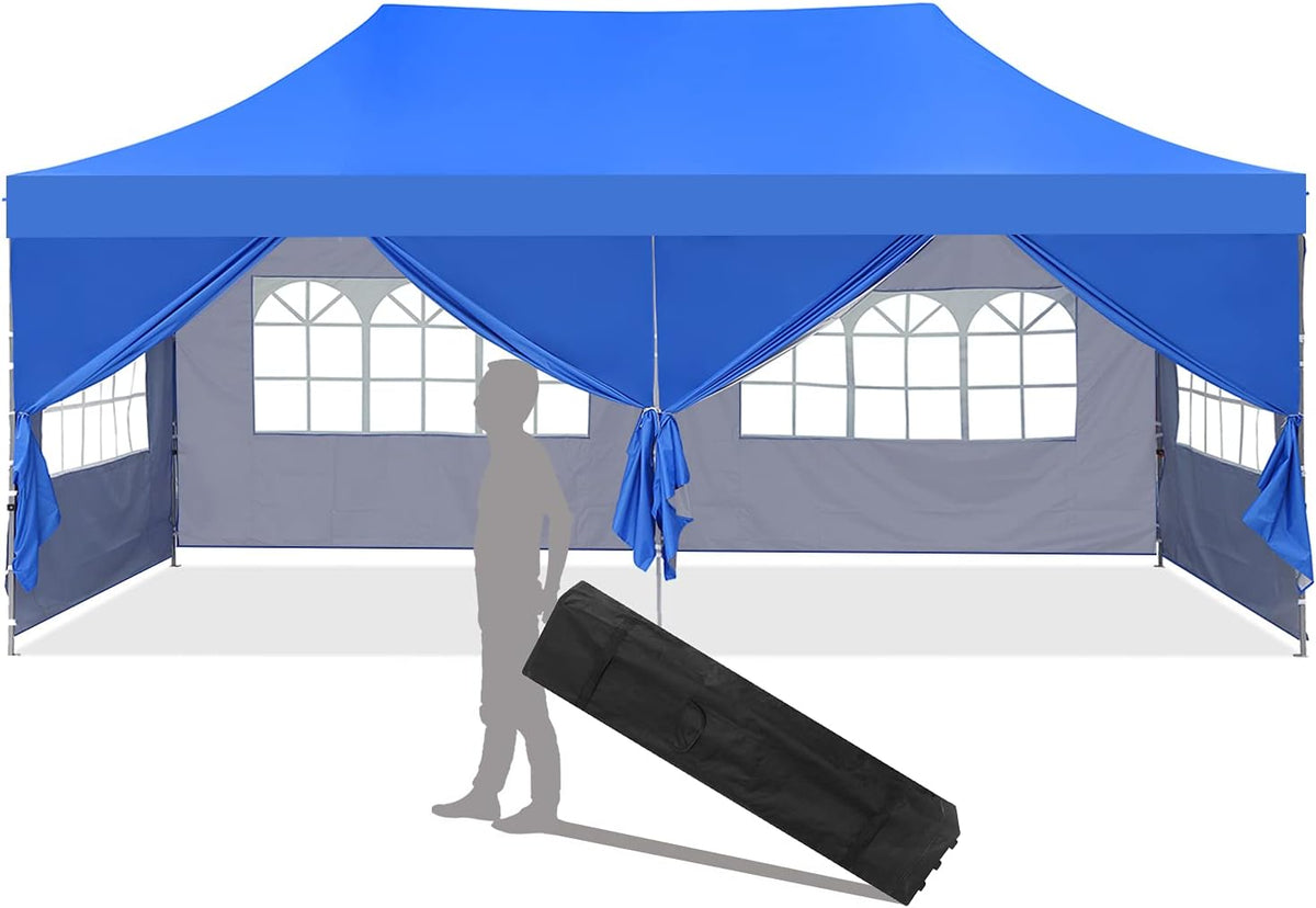 10x20 ft Pop up Canopy Tent with Removable Sidewalls and Wheeled Bag W8895