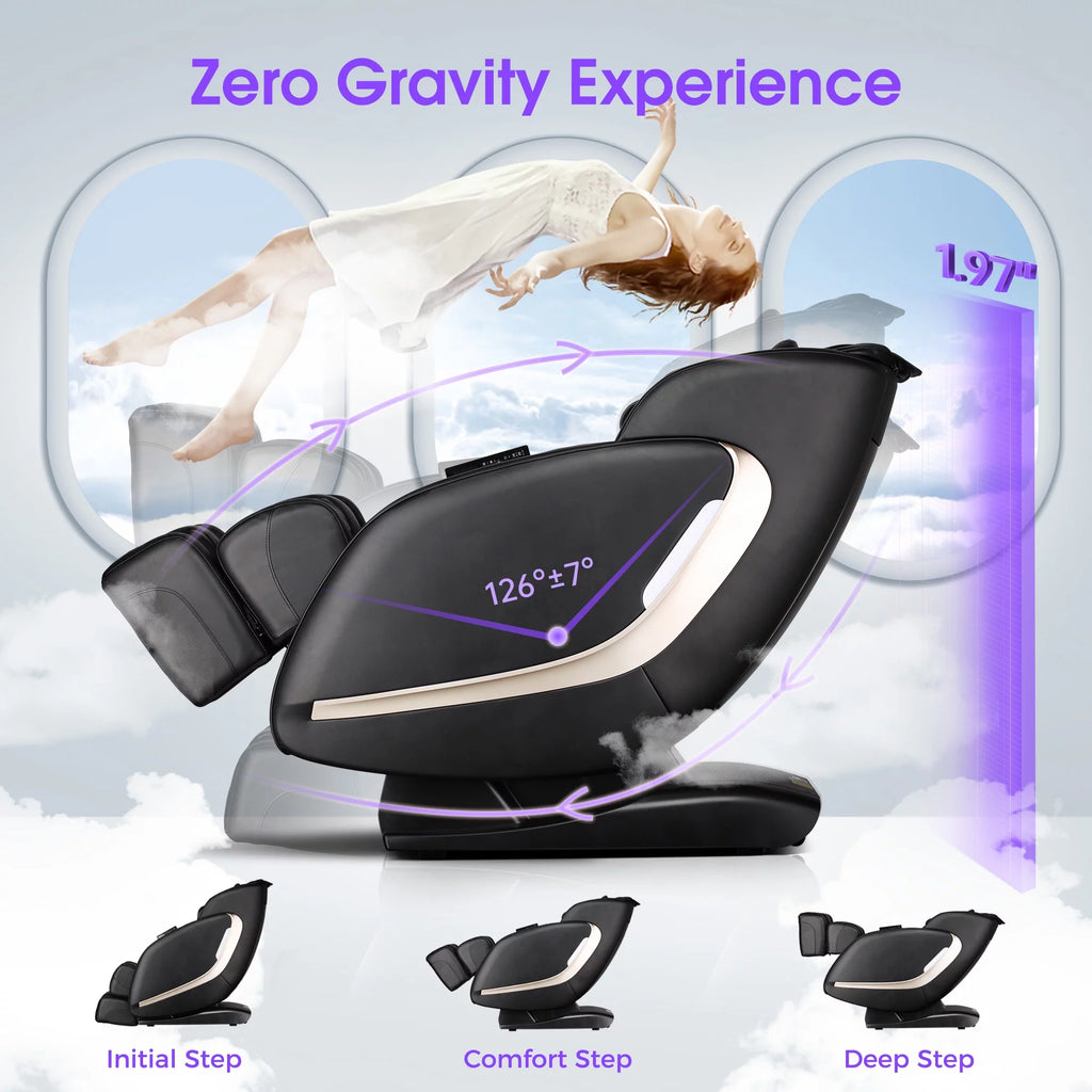 4D Full Body Massage Chair Zero Gravity Shiatsu Recliner with Heat Black X668