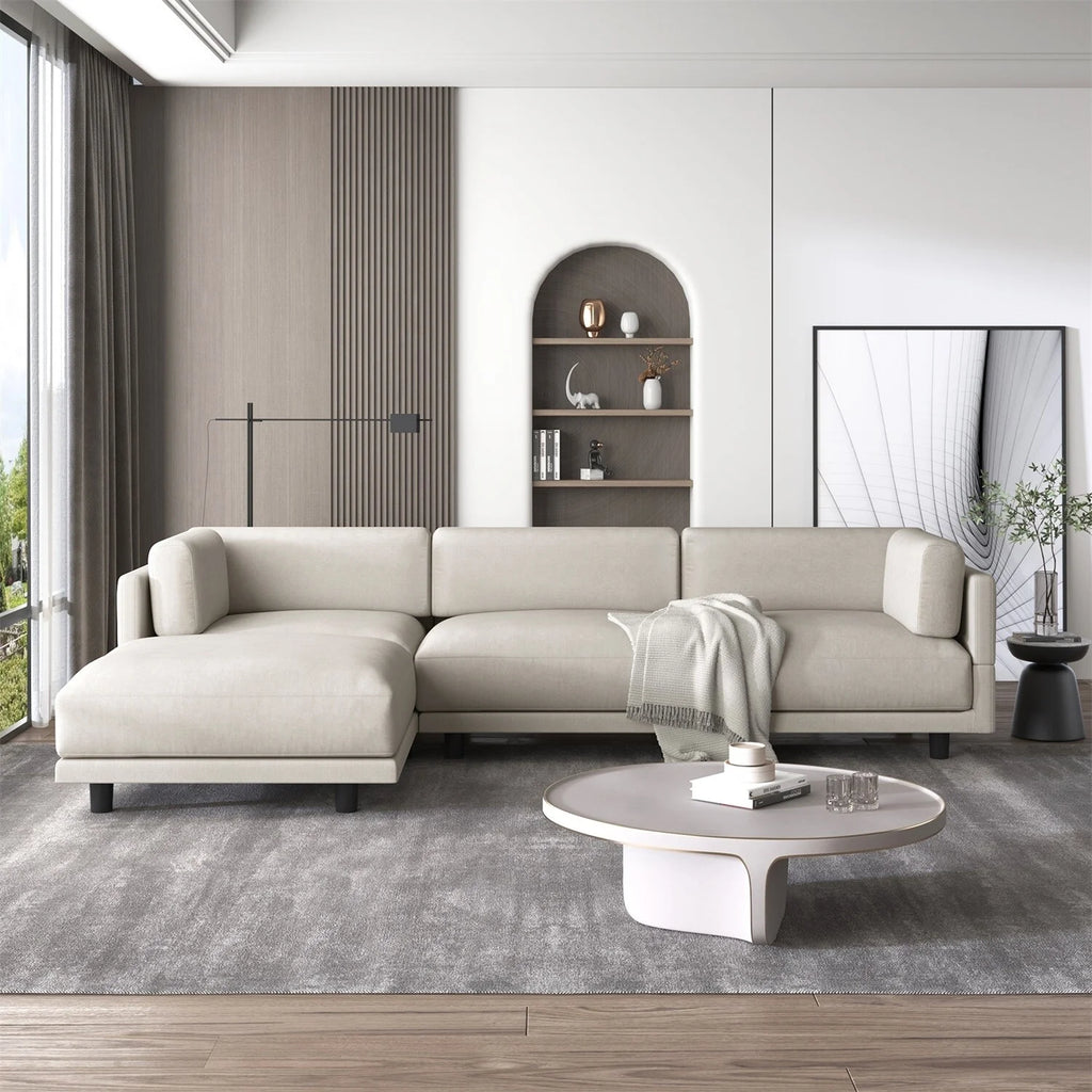 Beige Upholstery Convertible Sectional Sofa with Reversible Chaise U47969